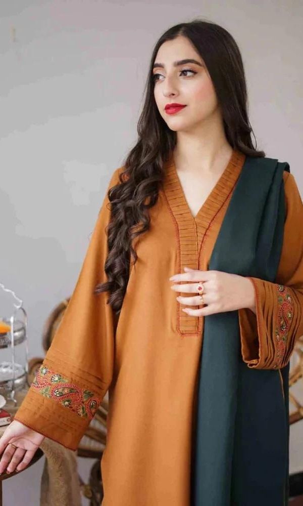 Best Quality Dhanak 3pc unstitched shirt heavy embroidered shawl
