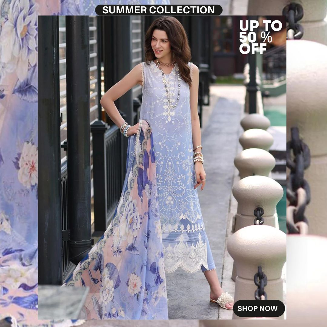 Lawn 3pc digital printed suit with daman patches