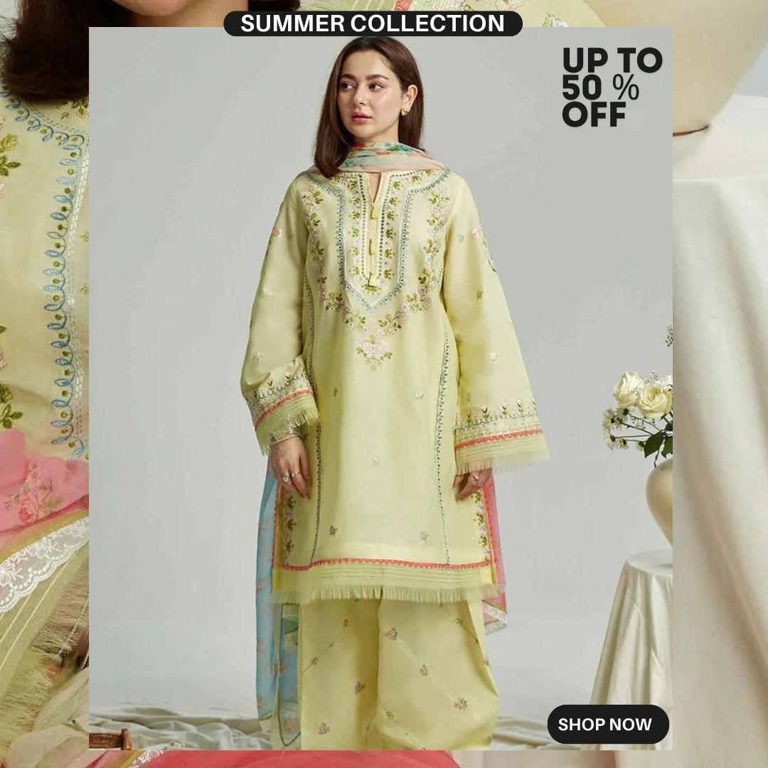 Lawn 3pc heavy embroidered suit and embroidered trouser