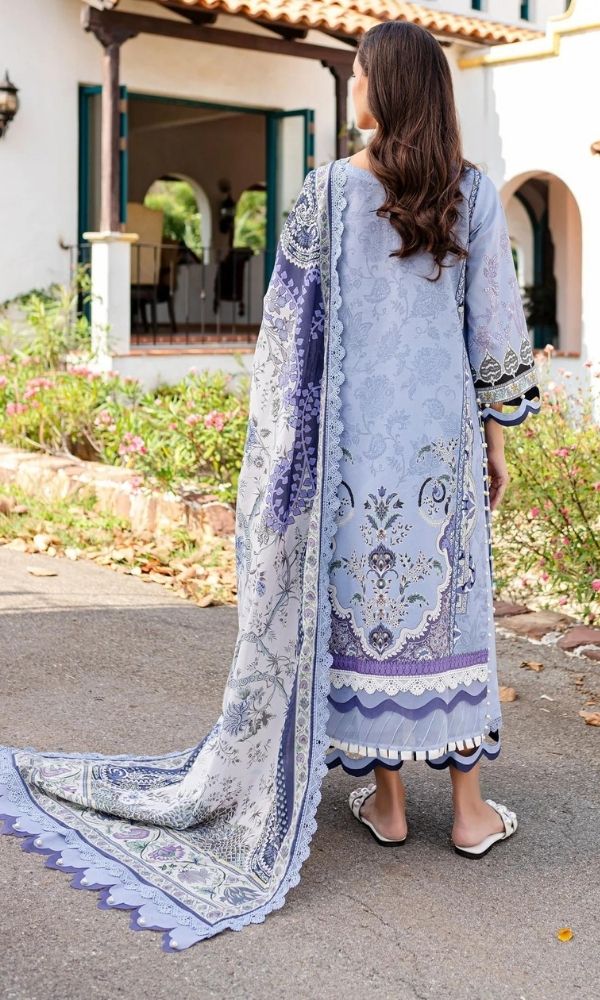 Lawn 3pc unstitched digital printed shirt with bamber printed dupatta