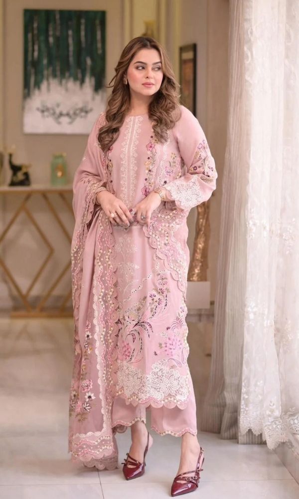 Lawn 3pc usntitched embroidered summer collection suit