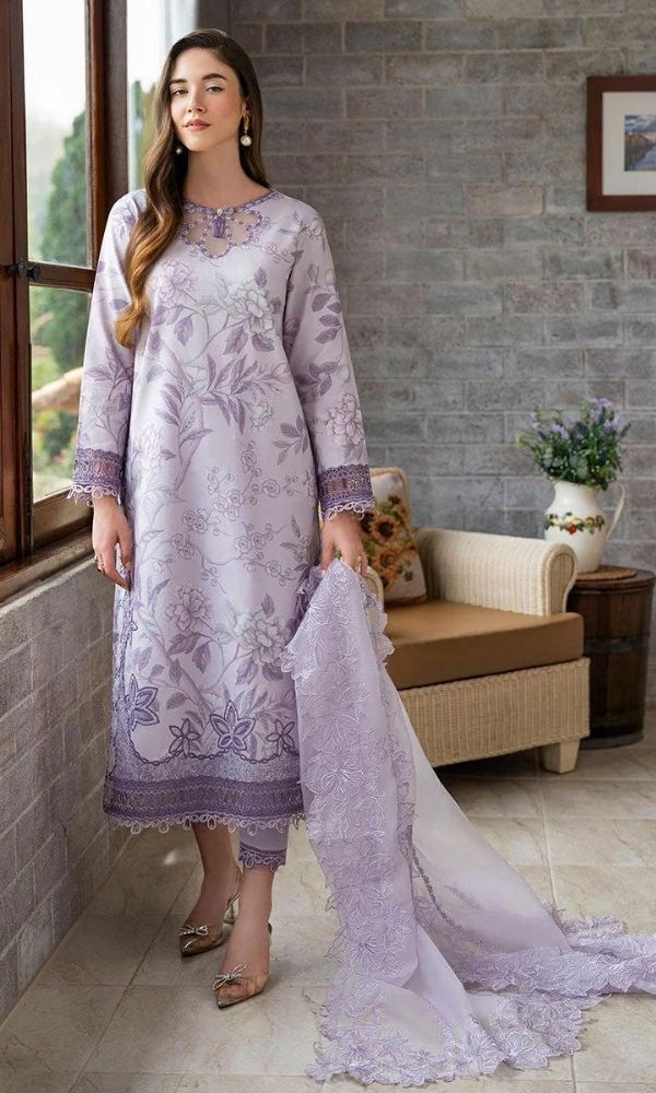 Lawn 3pc digital printed suit with embroidered dupatta