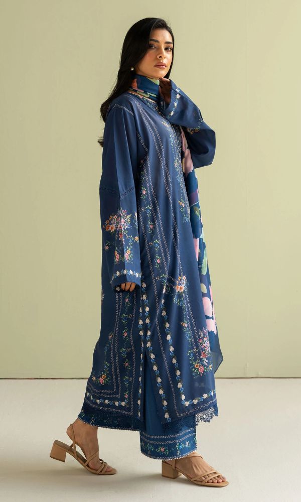 Lawn 3pc unstitched digital printed suit with silk digital printed dupatta