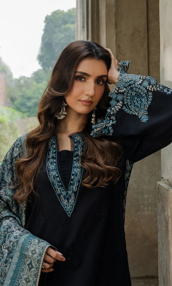 Dhanak 3pc unstitched fully embroidered suit with twill digital printed dupatta