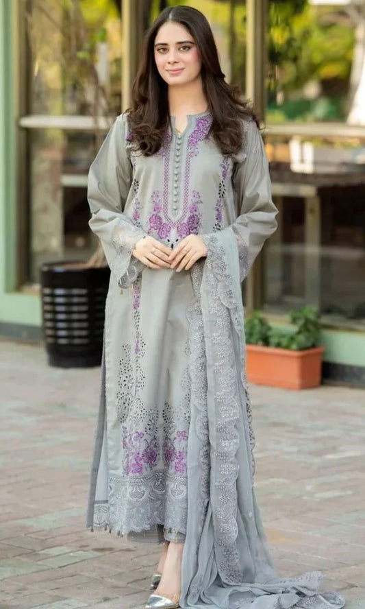 Lawn 3 pc unstitched embroidered summer collection suit