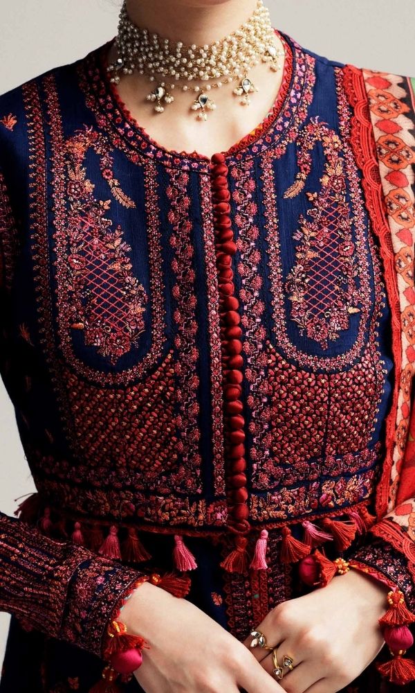 Dhanak 3pc unstitched embroidered suit with digital printed wool shawl