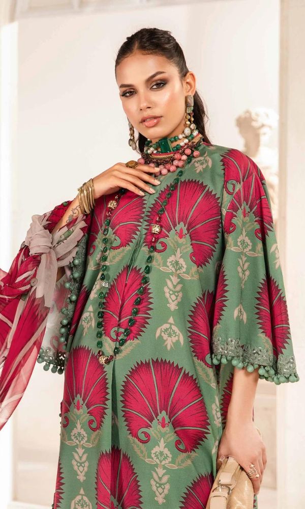Lawn 3pc digital printed suit with silk digital printed dupatta