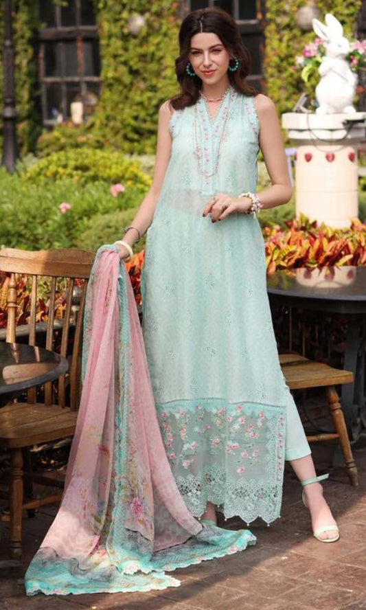 Lawn 3pc heavy embroidered and digital printed suit