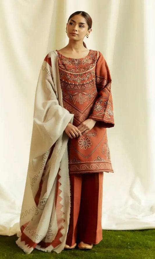 Lawn 3pc unstitched heavy embroidered suit