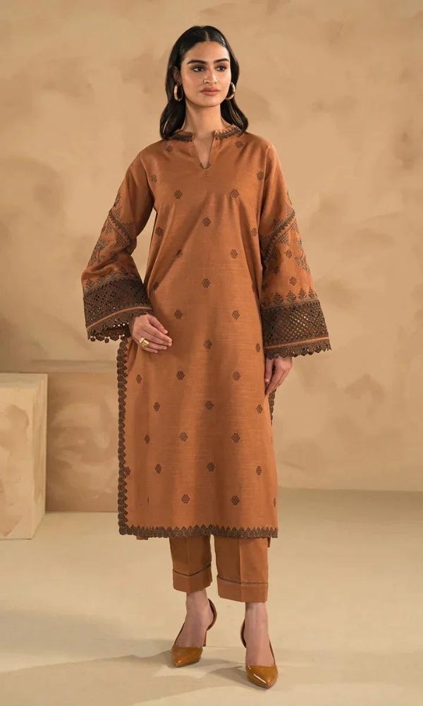 Dhanak 3pc unstitched embroidered suit with  embroidered trouser