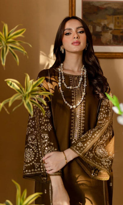 Dhanak 2pc unstitched heavy embroidered suit