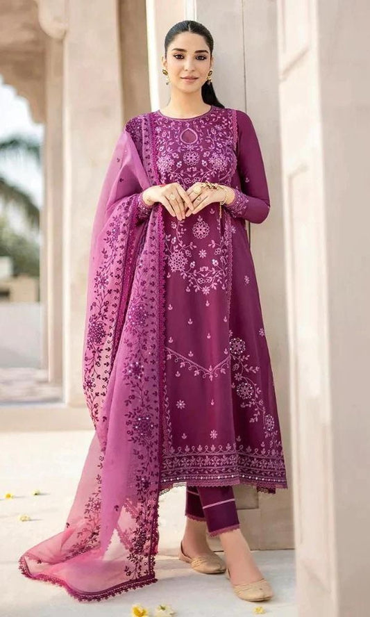 Lawn 3pc unstitched heavy embroidered suit