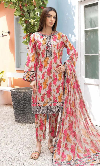 Lawn 3pc unstitched digital printed suit - 2024 summer