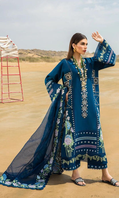 Lawn 3pc unstitched heavy embroidered suit - 2024 summer