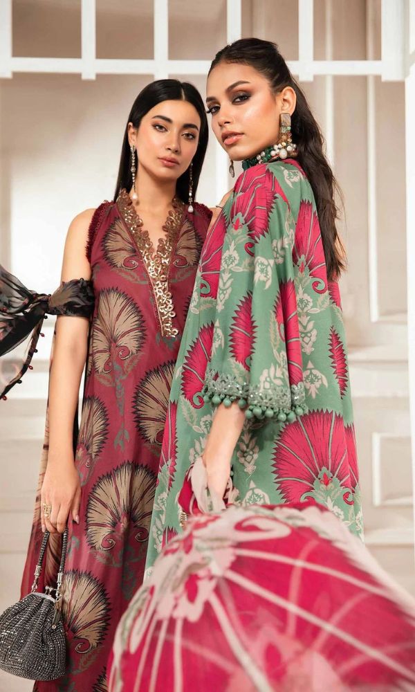 Lawn 3pc digital printed suit with silk digital printed dupatta