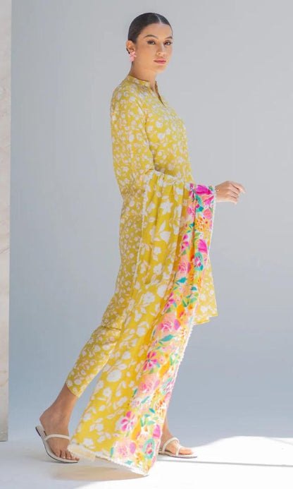 Lawn unstitched 3pc digital printed suit - 2024 summer