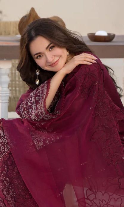 Lawn 3pc unstitched fully embroidered summer collection suit