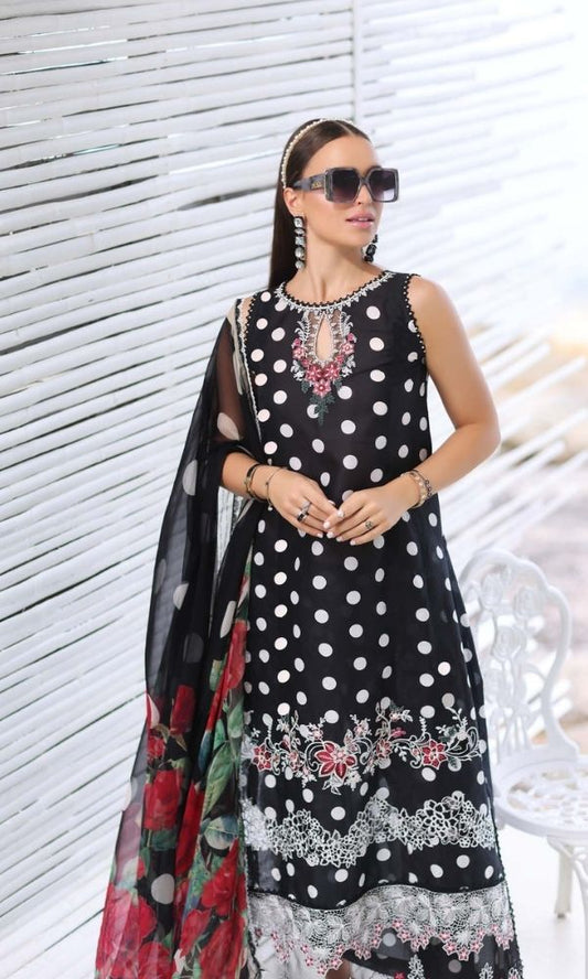 Lawn 3pc unstitched digital printed suit with patches