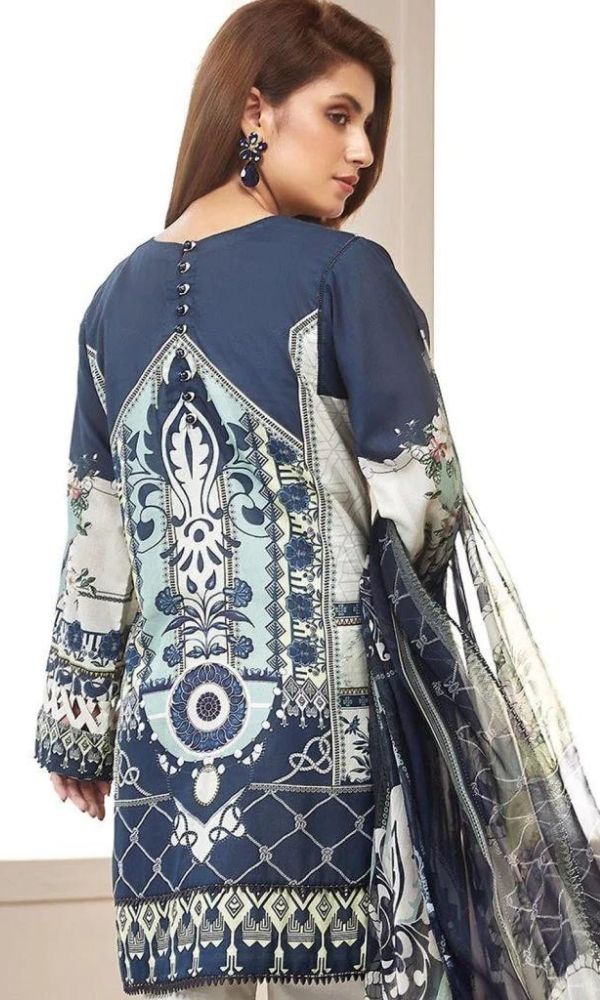 Lawn unstitched 3pc embroidered shirt with printed dupatta