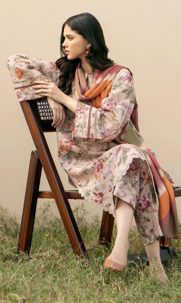Baroque lawn unstitched 3pc digital printed suit