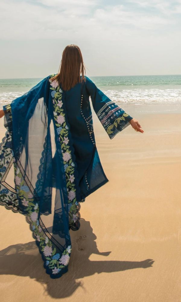 Lawn 3pc unstitched heavy embroidered suit - 2024 summer
