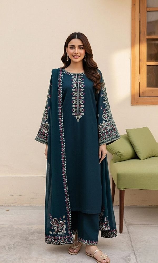 Lawn 3pc unstitched embroidered summer collection suit