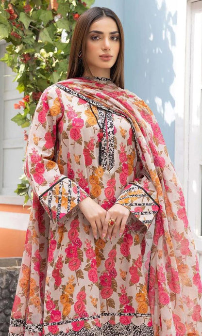 Lawn 3pc unstitched digital printed suit - 2024 summer
