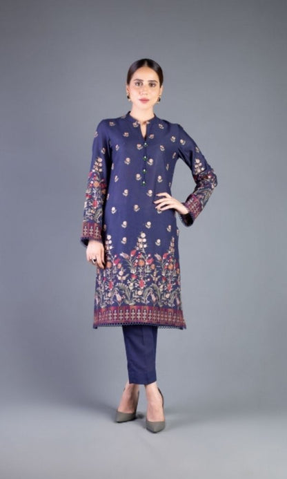 Dhanak 3pc unstitched heavy embroidered shirt with dhanak embroidered shawl