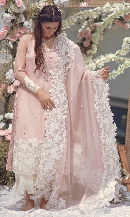 Lawn 3pc unstitched heavy embroidered suit with patches