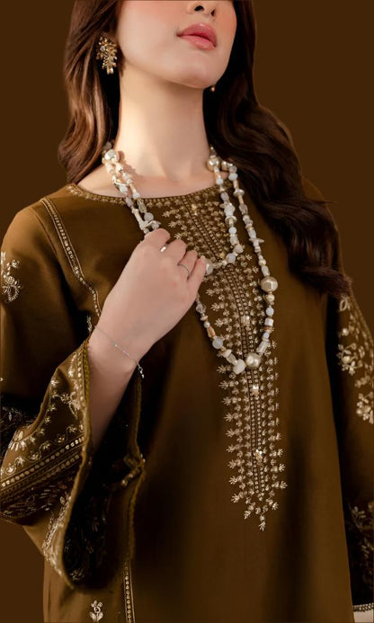 Dhanak 2pc unstitched heavy embroidered suit