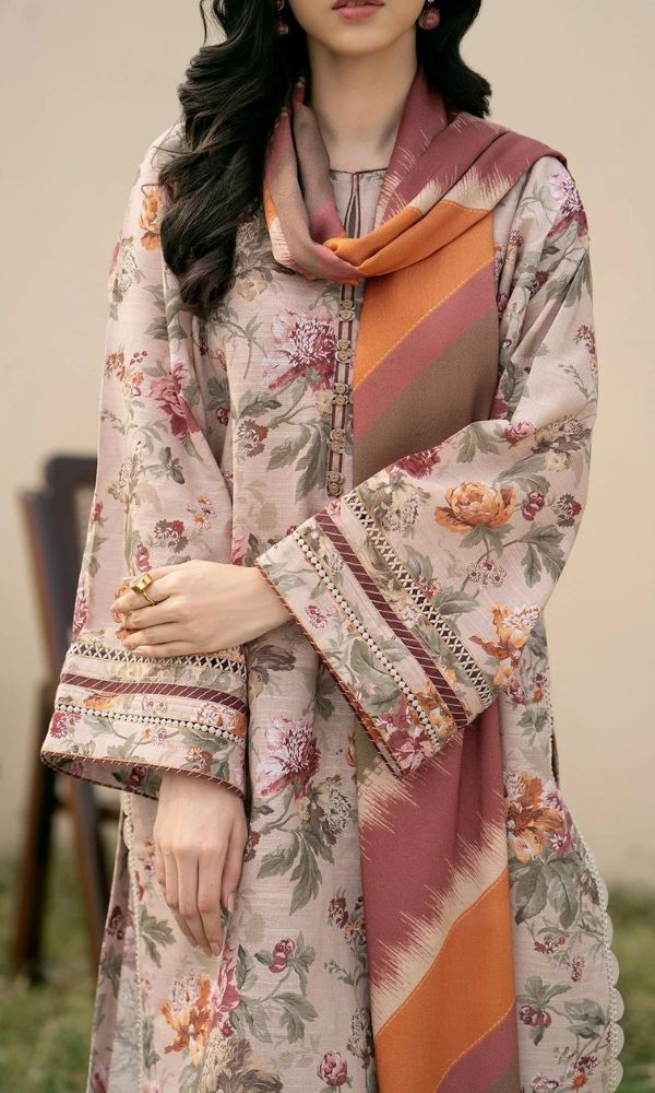 Baroque lawn unstitched 3pc digital printed suit