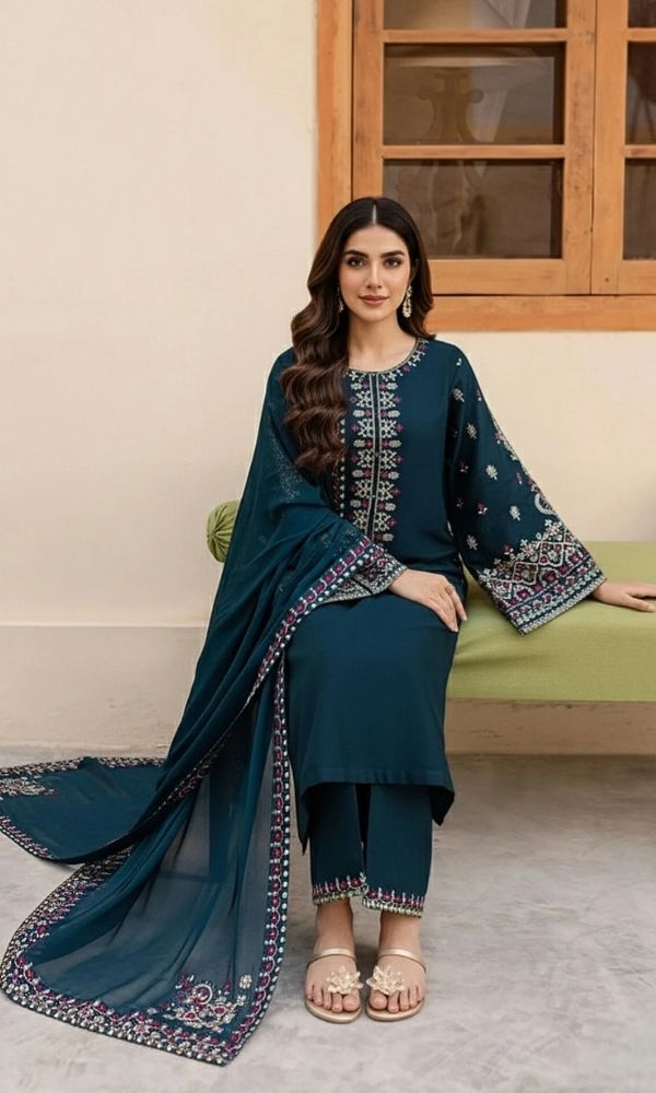 Lawn 3pc unstitched embroidered summer collection suit