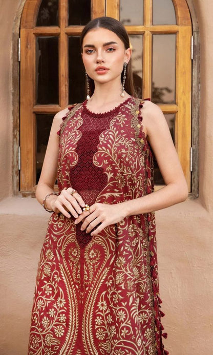 Lawn 3pc unstitched digital printed suit with patches