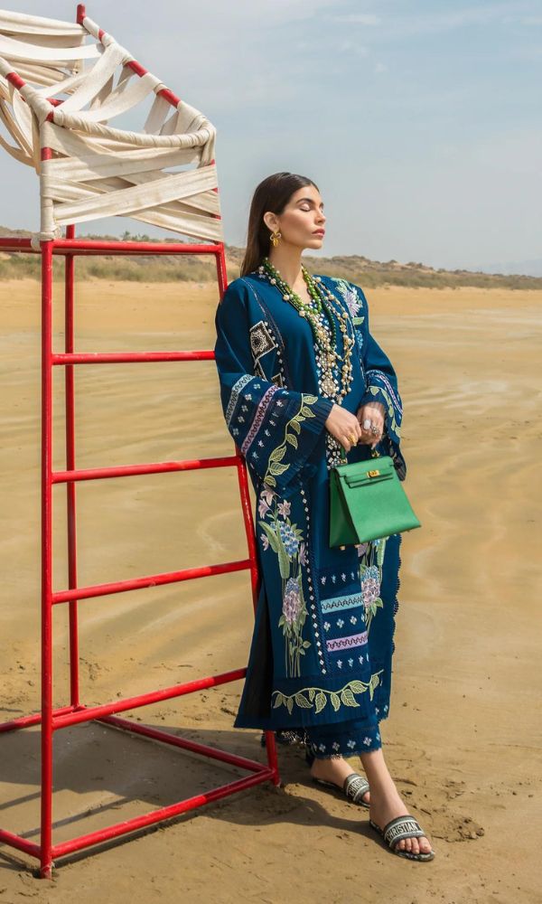 Lawn 3pc unstitched heavy embroidered suit - 2024 summer