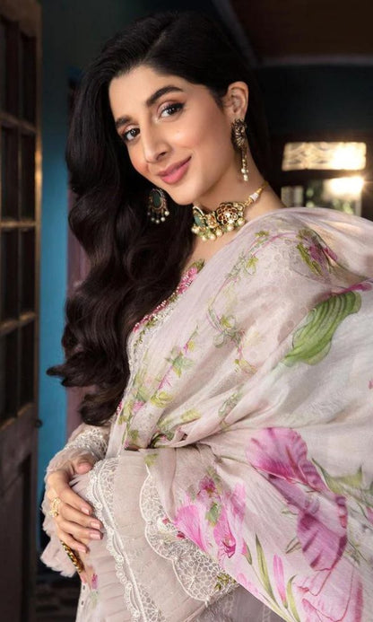 Lawn 3pc unstitched heavy boring embroidered suit