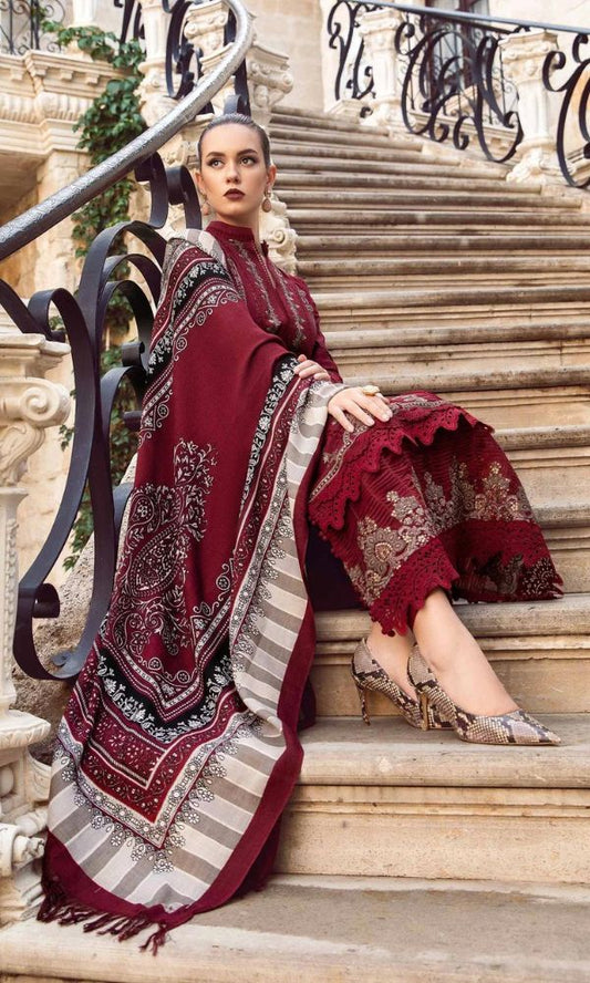 Dhanak 3pc heavy embroidered shirt with wool digital printed shawl