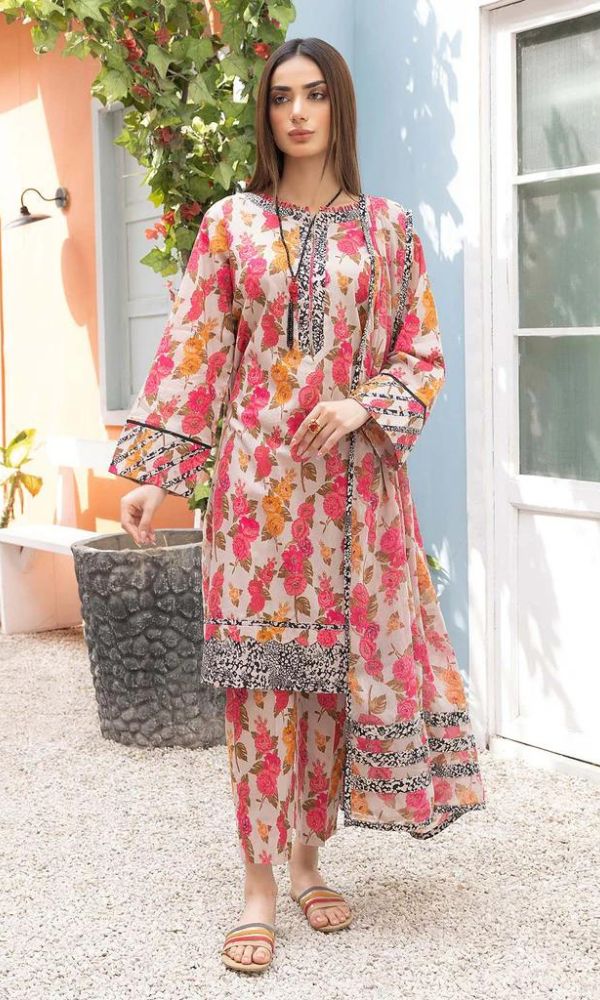 Lawn 3pc unstitched digital printed suit - 2024 summer