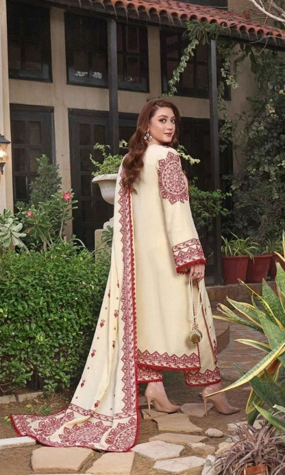 Dhanak 3pc unstitched embroidered suit