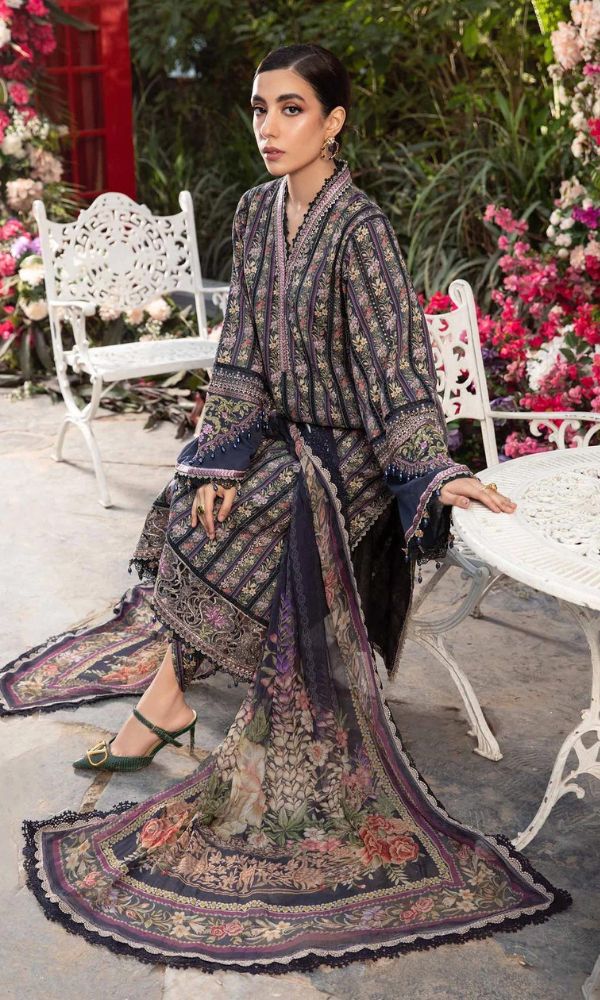 Lawn 3pc digital printed suit with daman and sleeves patches