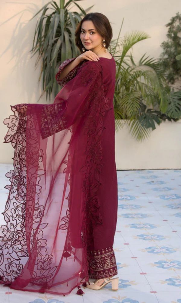 Lawn 3pc unstitched fully embroidered summer collection suit