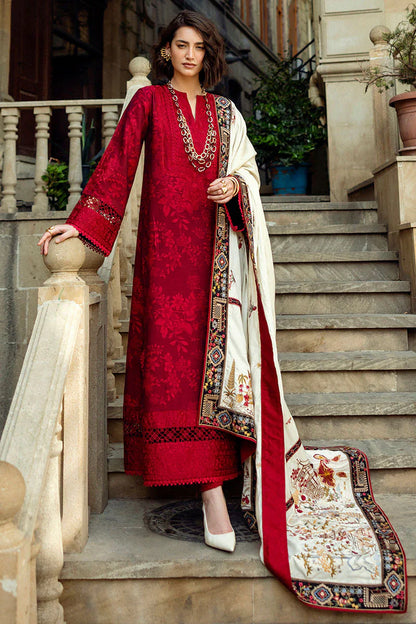 dhanak 3pc unstiched heavy embroidered suit with embroidered shawl
