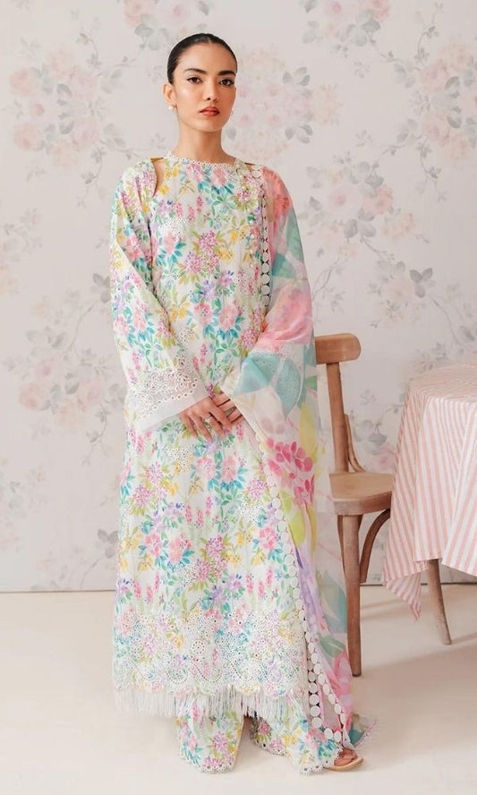 Lawn 3pc chiken kari floral digital printed suit