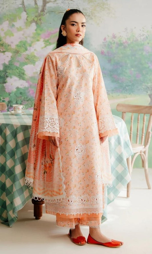 Lawn 3pc chiken kari floral digital printed suit