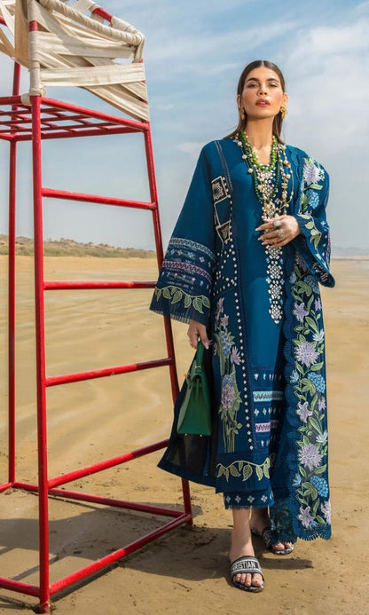 Lawn 3pc unstitched heavy embroidered suit - 2024 summer