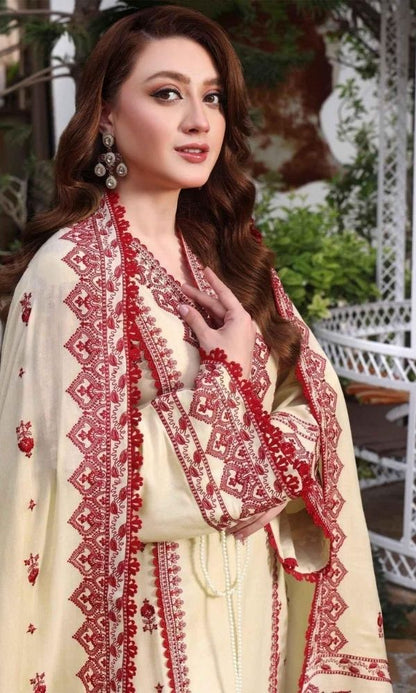 Dhanak 3pc unstitched embroidered suit