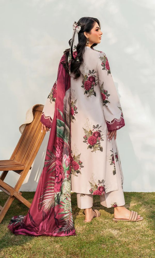 Lawn 3pc unstitched digital printed suit with patches