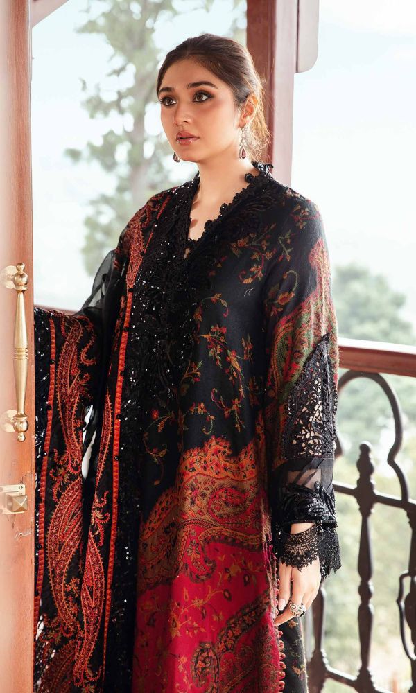 Lawn 3pc digital printed suit with patches and poly lawn digital printed shawl