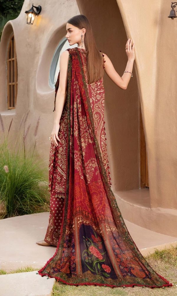 Lawn 3pc unstitched digital printed suit with patches