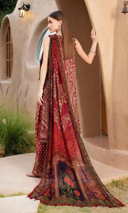 Lawn 3pc unstitched digital printed suit with patches