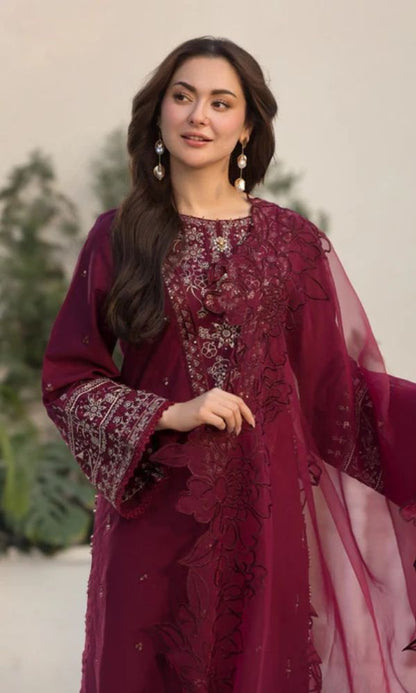 Lawn 3pc unstitched fully embroidered summer collection suit